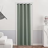 PONY DANCE Thermovorhang Kälteschutz Tür Kinderzimmer Gardinen Junge 1 Stück H 210 x B 132 cm Gardine Salbeigrün Verdunkelungsvorhang Abdunkelnd Tür Vorhänge mit Ösen Curtain