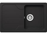 SCHOCK Küchenspüle Formhaus D-100S Onyx 78x50 cm - CRISTALITE® Schwarz mit Abtropffläche - Küchenspüle bis 45 cm Unterschrank - Reversible Einbauspüle - Hochwertige Quarzkomposit-Oberfläche