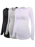 Love2Mi 3er Pack Damen Umstandsshirt Umstandstop Langarm Umstandsmode