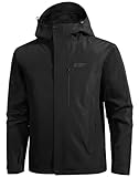 Pioneer Camp Herren Regenjacke Wasserdicht Atmungsaktiv Outdoor Jacke Mit Kapuze 4 Taschen Schwarz M