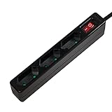 LogiLink LPS230B 3-fach Steckdosenleiste (Eurobuchse) - CEE 7/16, mit Ein/Aus Schalter mit Kindersicherung Schwarz