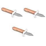 ULTECHNOVO 3 Stck. Austernmesser aus Edelstahl Austernwerkzeug rostfrei Meeresfrüchte-Messer schälen offen Austern öffnen Werkzeug Austernmesser mit Holzgriff Austernschäler Austernschneider