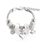 LuLiyLdJ Verstellbares Bettelarmband, Charm Manschetten Armband für Mädchen, Glitzernden Kristall Armband, Geschenk Für Mädchen Schmuck Set für Geschenke Geburtstags