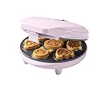 Bestron Waffeleisen für Mini-Cookies-Maker in Tiermotiven, Waffeleisen für Waffel-Kekse, mit Backampel & Antihaftbeschichtung, 700 Watt, Farbe: Rosa