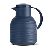 Emsa N4011000 Samba Wave Isolierkanne | 1,0 Liter | Quick-Press Kunststoff | Glas-Isolierkolben | Kaffeekanne: 12h heiß/24h kalt | 100 % dicht | Wave Navy