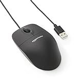 Amazon Basics - Optische Maus mit 3 Tasten und USB-Anschluss für Windows und Mac OS X, 1 Stück, Schwarz