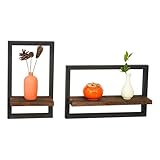 Schweberegal aus Holz, quadratisches Schweberegal für die Wand, 2-teiliges schwebendes Regal-Set, 2 Stück, Montagehalterungen für Wandregale, robuste Wandregale, für Wohnzimmer und Schlafzimmer