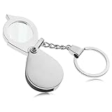 30-Fache Lupe Handlupe Tragbare mit Schlüsselanhänger Mini-Taschenlupe Zusammenklappbare Leselupen Kleine Lupen zum Lesen Münzen Travel Schmuck, 25 mm Durchmesser