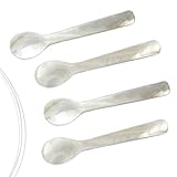 Kedelhoff Echte Perlmutt-Löffel I Kaviar Löffel in Handarbeit I Eierlöffel Perlmutt (Natürlich), ca. 12cm I Im 4er - Set