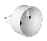 Zenitech– Elektrischer Adapter/Transformator mit Erde – 6-A-Stecker auf 16-A-Buchse – Weiß