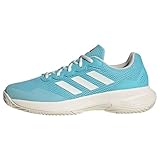 adidas Damen Gamecourt 2.0 Tennis Shoes-Low (Non Football), Light Aqua/Off White/Bright red, 40 2/3 EU