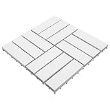 Chusui Terrassenfliesen 20 STK Balkonfliesen, Unterlegmatte, Terrassenplatten, Gartenplatten, Gartenfliesen, Terassenboden, Bodenplatten, Weiß 30x30 cm Massivholz Akazie