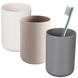 Gentpovth 3 Stück 300ML Zahnputzbecher, Toothbrush Holder für Zahnbürste und Zahnpasta, einfacher Stil, gefrosteter Oberfläche, Zahnbürstenhalter mit aus hochwertigem Kunststoff,Accessoire Organizer