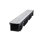 1m Entwässerungsrinne Bodenrinne Terassenrinne Ablauf Höhe 55 / 105mm A15 B125 C250 (Stahl verzinkt/ A15 1,5T, 105mm / 10,5 cm)