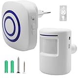 Kabellose Durchgangsalarm, Ladenglocke Funkalarmanlage mit 1 Elektronischem Plug-in-Empfänger, 1 PIR-Bewegungssensor-Detektor, Durchgangsmelder, Türklingel Funkalarmanlage mit Bewegungsmelder