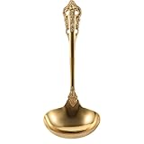 HOMSFOU Großer Suppenkelle aus Edelstahl Goldener Schöpflöffel zum Servieren und Kochen Geeignet für Küche Restaurant und Catering