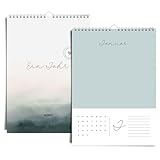 heaven+paper A4 Fotokalender immerwährend, jahresunabhängig ohne Jahr zum selbstgestalten | Wandkalender Aqua Mood in Blau und Rosatönen, modern & elegant | ideal zum verschenken