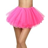 Rosa Tutu Rock Damen 5-Lagiges Rosa Tüllrock Ballettkleidung Dehnbar Ballettrock für Ballett, Party, Halloween Kostüme, Geburtstag