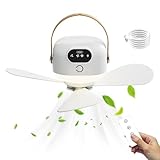 Deckenventilator für Camping, kühlender Outdoor-Ventilator mit USB-Ladung, Nachtventilator mit 3 Geschwindigkeiten und Fernbedienung für Camping, Garten, Schlafzimmer, Glamping, , Wohnwagen und