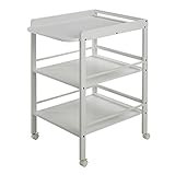 Geuther 4842 Wickelregal Clarissa Breite: 56 cm Wickeltisch 4 Feststellrollen mit Zwei Ablageflächen aus massivem Buchenholz schadstofffrei in 3 Weiß