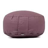 Bodhi Meditationskissen Rondo ECO | Yogakissen mit Bio Dinkelfüllung | Bezug aus 100% Baumwolle | Waschbarer Bezug mit praktischer Trageschlaufe | Höhe 20 cm (Dusty Purple)