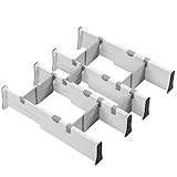 Mgee Schubladentrenner Verstellbar, 4er-Set Schubladenteiler Organizers mit Trennstegen (38-54,2cm, 10cm Hoch), Einstellbare Schubladen Separatoren für Küche, Kommode, Schlafzimmer