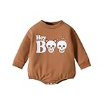 Sunfashion Sommer Bodys Baby Junge Langarm Halloween Brief Drucke Strampler Neugeborene Kinder Kleidung Neugeborene Fotoshooting (Brown, 0-3 Months)