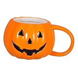 Zerodeko Keramik Kürbis Tasse Halloween Becher mit Ergonomischem Griff Großzügiges Fassungsvermögen Vielseitig für Kaffee Tee Milch Einfach zu Reinigen Einzigartiges Design für Zuhause Büro