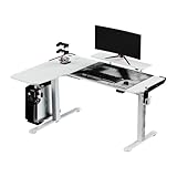 ULTRADESK Winger RGB LED | Gaming Schreibtisch Gamer Tisch L Form | L-förmiger Ecktisch Eckschreibtisch | Höhenverstellbarer Computertisch elektrisch | Weiß | 155x111x60 cm Links