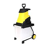 FBJAMZ Gartenhäcksler, 2500 W elektrischer Asthäcksler mit 50 l Sammelbox, geeignet für Gartenpflege, Hofreinigung (Yellow)