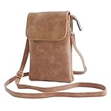 Handytasche zum Umhängen Damen,Mini Crossbodytasche Handytasche,verstellbarer Riemen und Schlüsselanhänger,Multifunktionale Crossbody Bag Vintage Braun Kleine Tasche Damen für Dating,Shopping, Reisen