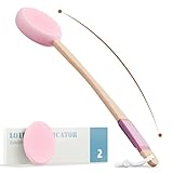 Svarvns Eincremehilfe Lotion-Applikator für Rücken/Füße/Beine, mit 2 austauschbaren Pads, 17' langer Kunststoffgriff, ältere Menschen, Anwendung auf Lotion, Sonnencreme, Crememedizin - Rosa