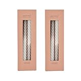 pajoma® Gedrehte Stabkerzen Grau-Beige 8 Stück | Hochwertige Drehkerzen - 45g Wachsgewicht, ca. 5 Std. Brenndauer, 250 x 20 mm | Premium Spiralkerzen, Twisted Kerzen, Wendekerzen