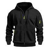 liaddkv Kapuzenjacke Herren Schwarz, Einfarbig Langarm Kapuzenpulli Zip Hoodie Bequem Wärme Sweatshirt mit Taschen Herren-Jacken Leichte Übergangsjacke Jogging Hoody Männer für Sport & Freizeit