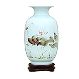 Dekorative Vase, Keramikvase, chinesische Retro-Handbemalte Blaue und weiße Porzellanvasen, 14,7 Zoll große Desktop-Dekor-Blumenvase