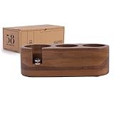 Bar.ista22 Tamper-Station in Walnuss-Holz - praktischer Halter für 58mm Siebträger Tamper und Kaffeeverteiler 3in1 Tamping-Station Coffee-Station in Walnut Distributor Leveler Andrückstation