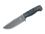 Fox Knives Taschenmesser FOX FX-103 MB BLACK JUTE M - Feststehendes Messer - ideal als Outdoormesser - Mit Lederscheide - Gesamtlänge: 23,1cm
