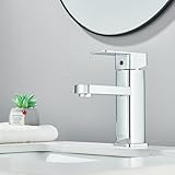 HUAHOMDY Wasserhahn Bad Badarmatur Chrom Einhebelmischer Kleine Waschtischarmatur Waschbecken Mischbatterie Edelstahl für Badezimmer