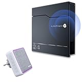 Metzler Exklusiver Briefkasten mit Funkklingel Hoffmann - Briefkasten in Anthrazit - Wandbriefkasten mit Edelstahl-Namensschild, Zeitungsfach und 1 Steckdosen-Funk-Empfänger - Größe: 37 x 37 x 10,5 cm