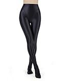 Kaerm Damen Glossy Strumpfhose High Waist Pantyhose Stretch Leggings Eng Bleistifthose Hüfthose Mit Fuß Erotisch Nachtwäsche Schwarz XL