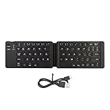 ANCLLO Wireless Mini Keyboard Faltbare Tastatur Bluetooth 3.0 Ultra Slim Wiederaufladbar Kompatibel mit iOS Android Windows Smartphone Tablet Laptop