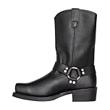 ticticlily Herren Western Cowboy Motorrad Stiefeletten Reiterstiefel Spitze Kurzschaft Vintage Combat Boots Biker Boots Ankle Boots mit Blockabsat B Schwarz 43 EU