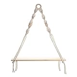 Wernfale Makramee-Wandregal – Wandregal aus Boho-Holz mit Holzperlen, schwebendes Bauernhofregal, rustikales Regal für Hängepflanzen, einfach zu installieren und zu verwenden