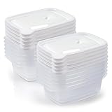 Gucass 10 Stk 400ml Tiefkühldosenset, Gefrierbehälter 0,4l Rechteck 14.5x10x5cm, Kunststoff Meal Prep Boxen Frischhaltedosen mit Deckel, Gefrierdosen Set BPA-Frei, Essensbox Mikrowellengeeignet, Weiß