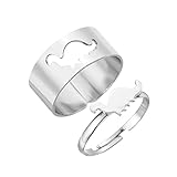 BYNYXI Couple Ring Dino, 2 Stück Dinosaurier Ringe Silber Verlobungsring Paar Ring Couples Set Partnerringe Verstellbar Ringe Set für Damen Herren Couple Ringe Promise Ring Set for Couple Boyfriend