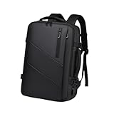 LeeQinersw Reiserucksack für Herren, erweiterbar, für Büro, Arbeit und, Schwarz