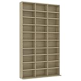 vidaXL CD-Regal Regalwand Bücherregal Regal Schrank CD DVD Aufbewahrung Medienregal Standregal Bücherschrank Sonoma-Eiche 102x16x177,5cm Holzwerkstoff