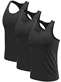 Ymmchy Herren Sport Tank Top Ärmelloser Muskelshirt Gym Tanktop Fitness Quick Dry Achselshirt Training Unterhemd 3er Pack Schwarz/Schwarz/Schwarz M