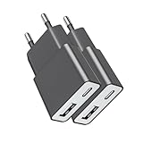 Bestwist 5W USB-Ladegerät - 2er Pack Stückultradünner Ladeadapter (5V 1A) – 2 Ports: USB-C + A – Kompatibel mit iPhone, eBook-Readern,elektrischen Zahnbürsten, MP3-Playern & Smartphones– Grau