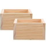 Supvox Rustikale Holzvase Quadratisch – 2 Stück Sukkulenten Pflanzgefäße aus Naturholz für Innenbereich Blumenkübel und Wohnaccessoires Geeignet für Blumenarrangements und Trockenblumen